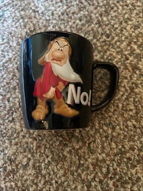 Grumpy Dwarf Black Ceramic Mug - "No!"
